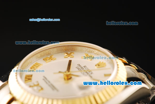 Rolex Datejust Automatic Movement ETA Coating Case with White Dial and Two Tone Strap - Click Image to Close